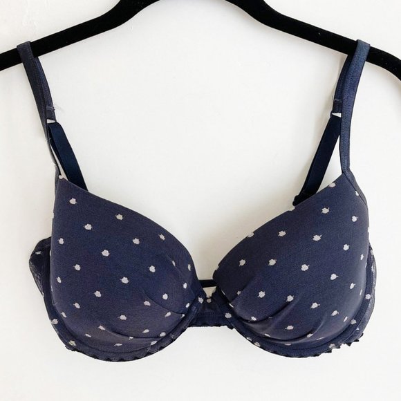 Calvin Klein Lightly Padded Blue Polka Dot Bra 32DD - Picture 1 of 3